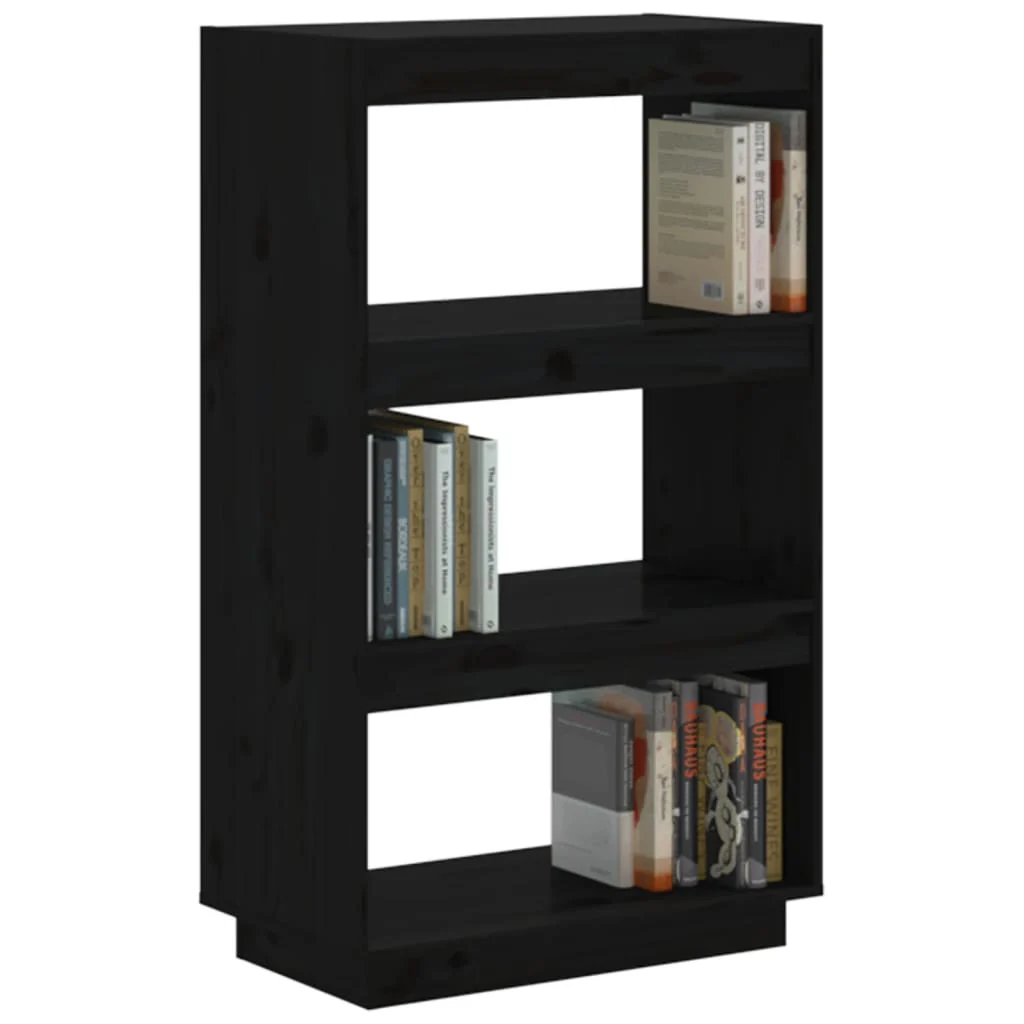 bogreol/rumdeler 60x35x103 cm massivt fyrretræ sort - Image 4