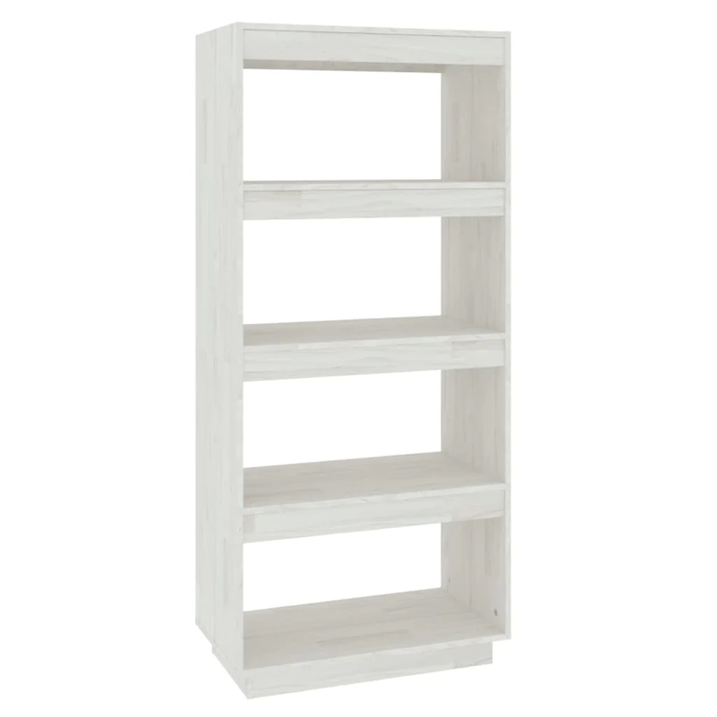 bogreol/rumdeler 60x35x135 cm massivt fyrretræ hvid - Image 2