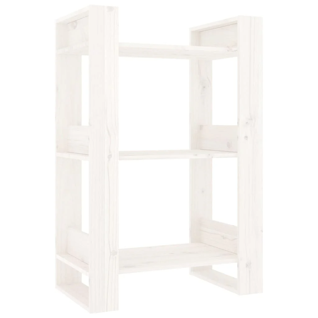 bogreol/rumdeler 60x35x91 cm massivt fyrretræ hvid - Image 2