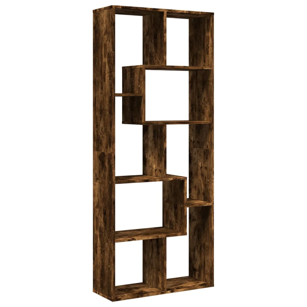 bogreol/rumdeler 67x25x161,5 cm konstrueret træ røget eg - Image 7
