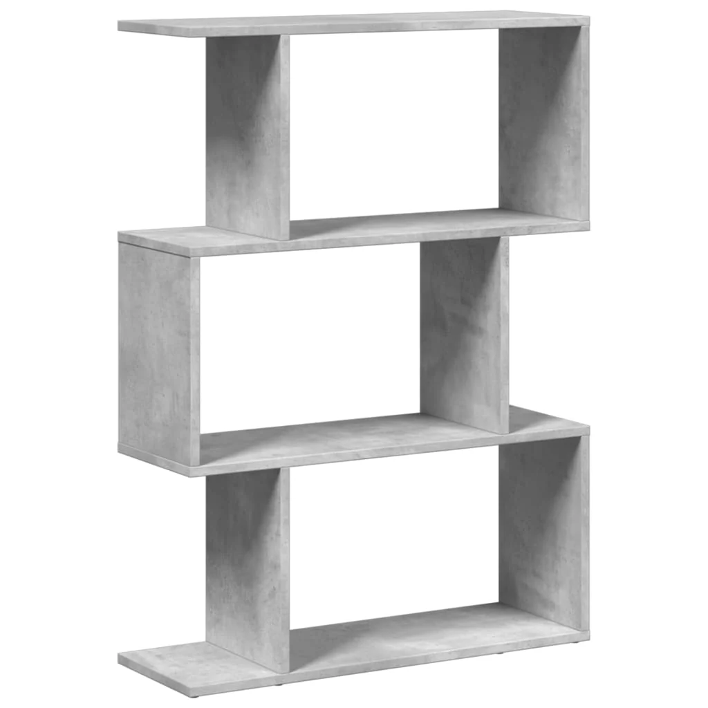 bogreol/rumdeler 70x24x97 cm 3niveauer konstrueret træ betongrå - Image 2