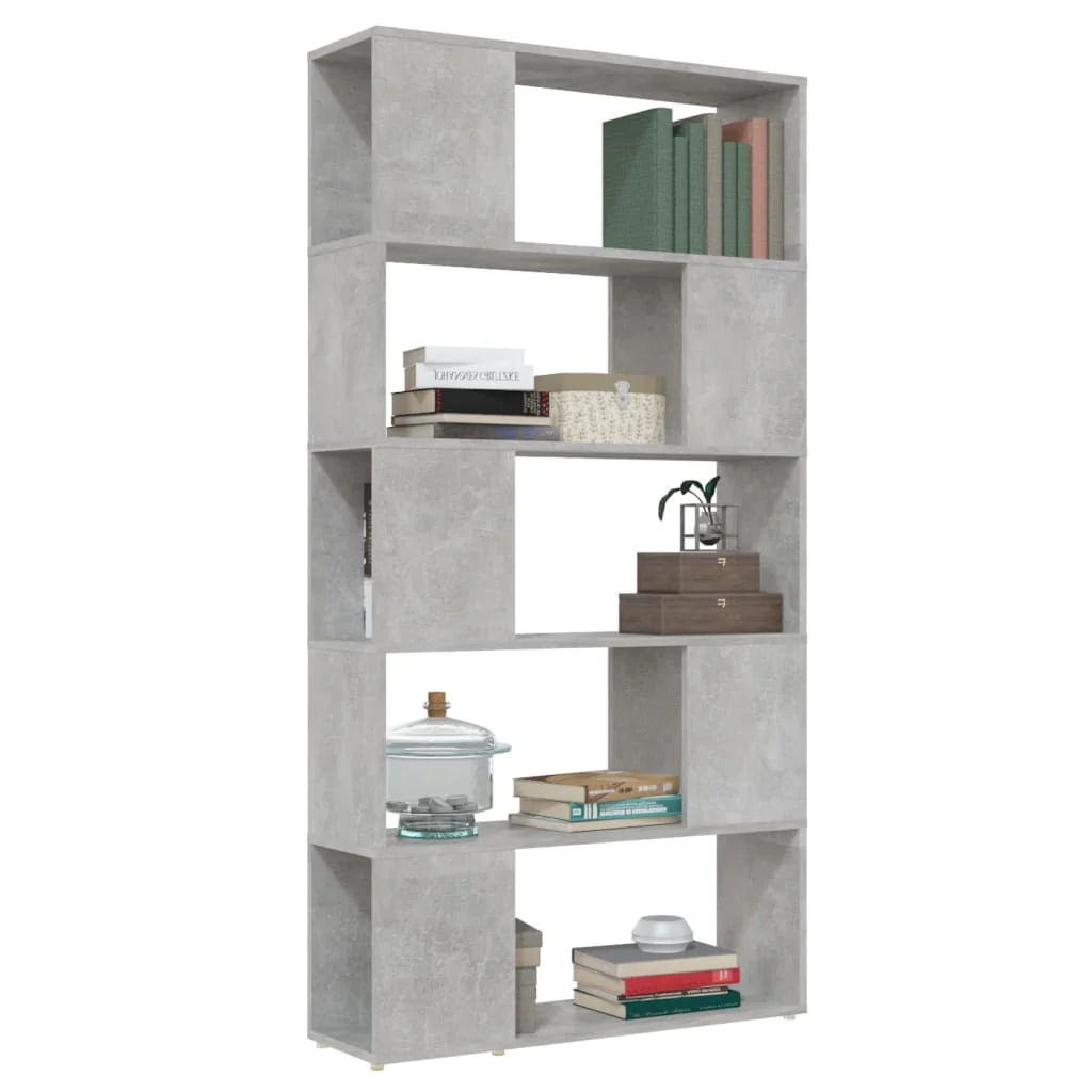 bogreol/rumdeler 80x24x155 cm konstrueret træ betongrå - Image 5
