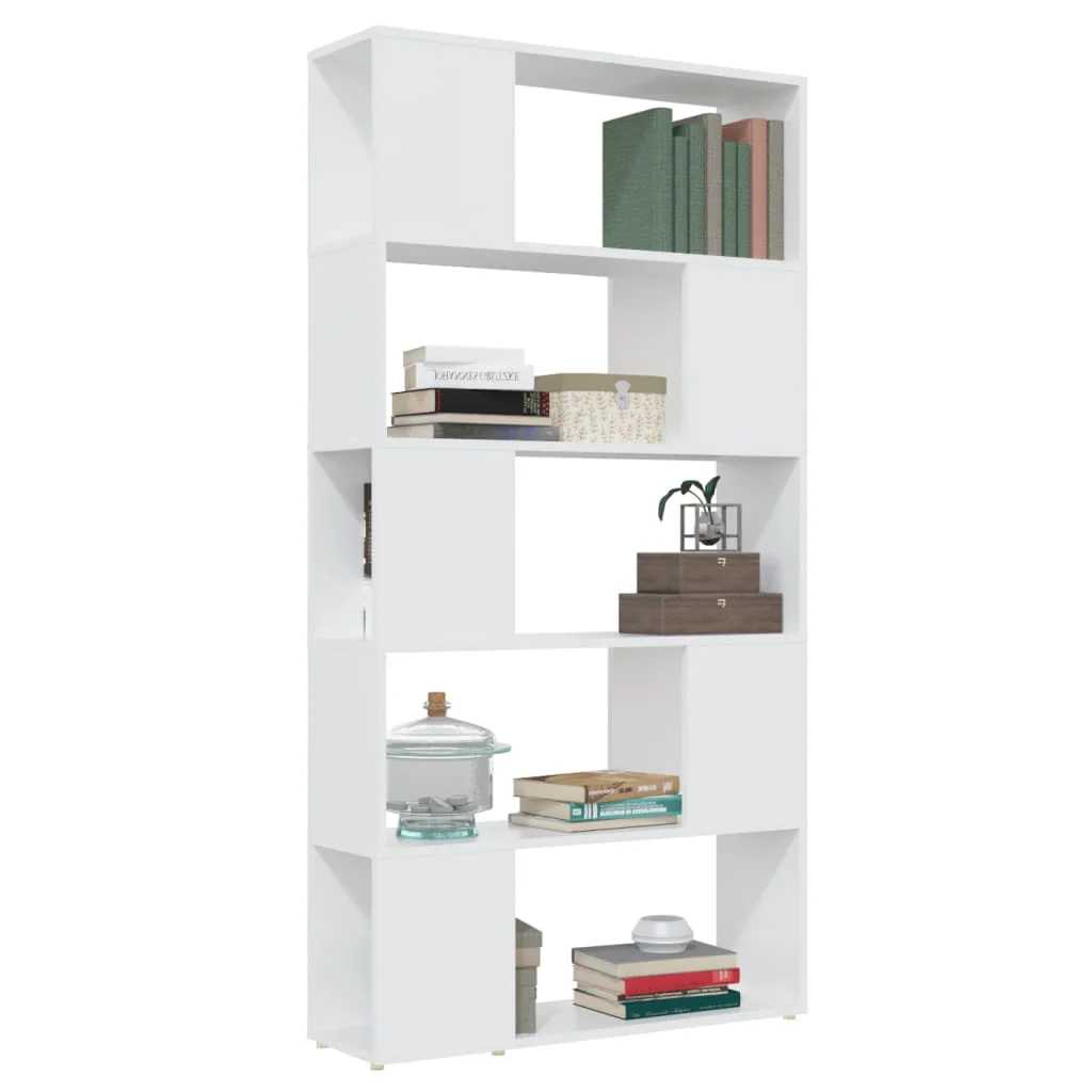 bogreol/rumdeler 80x24x155 cm konstrueret træ hvid - Image 5