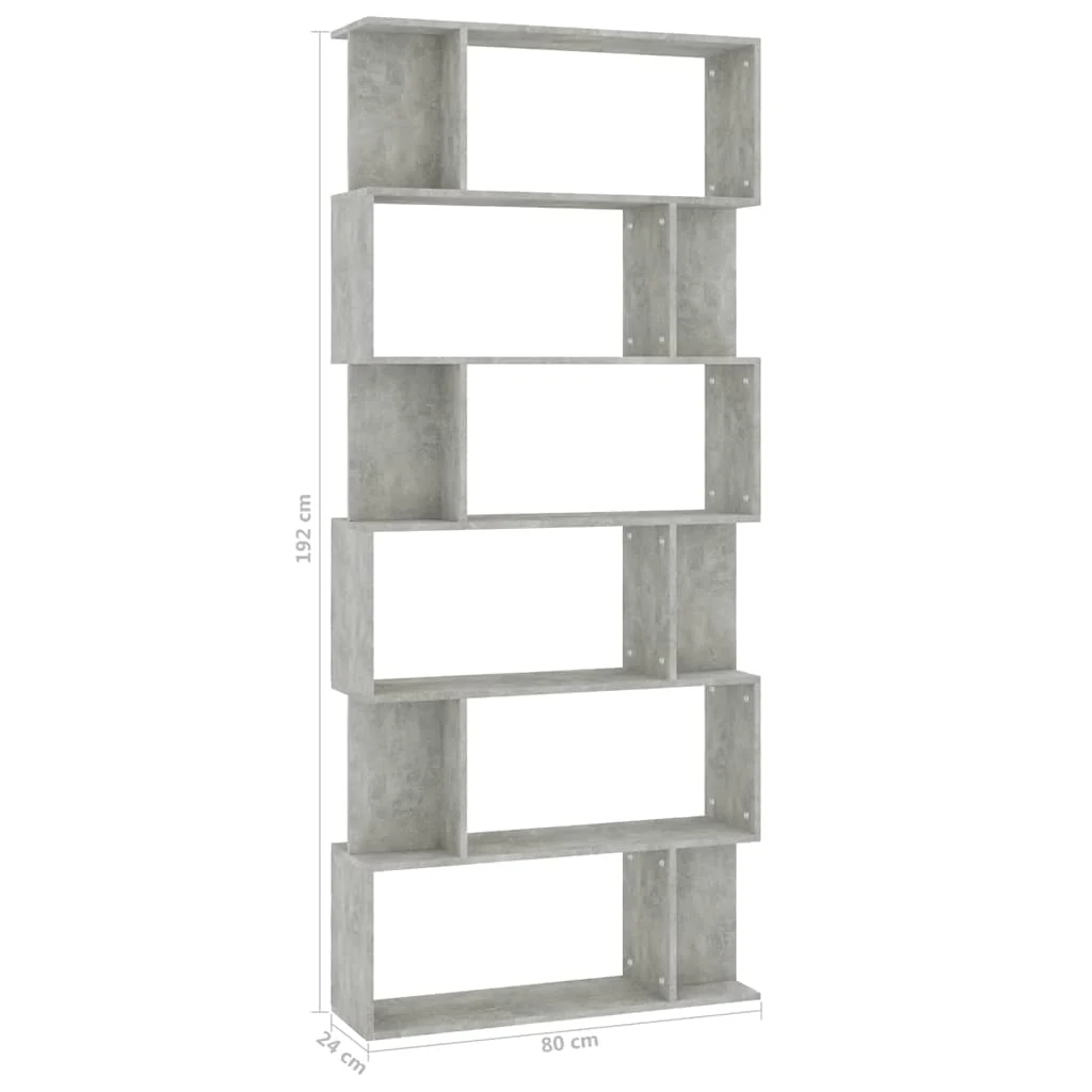 bogreol/rumdeler 80x24x192 cm konstrueret træ betongrå - Image 7