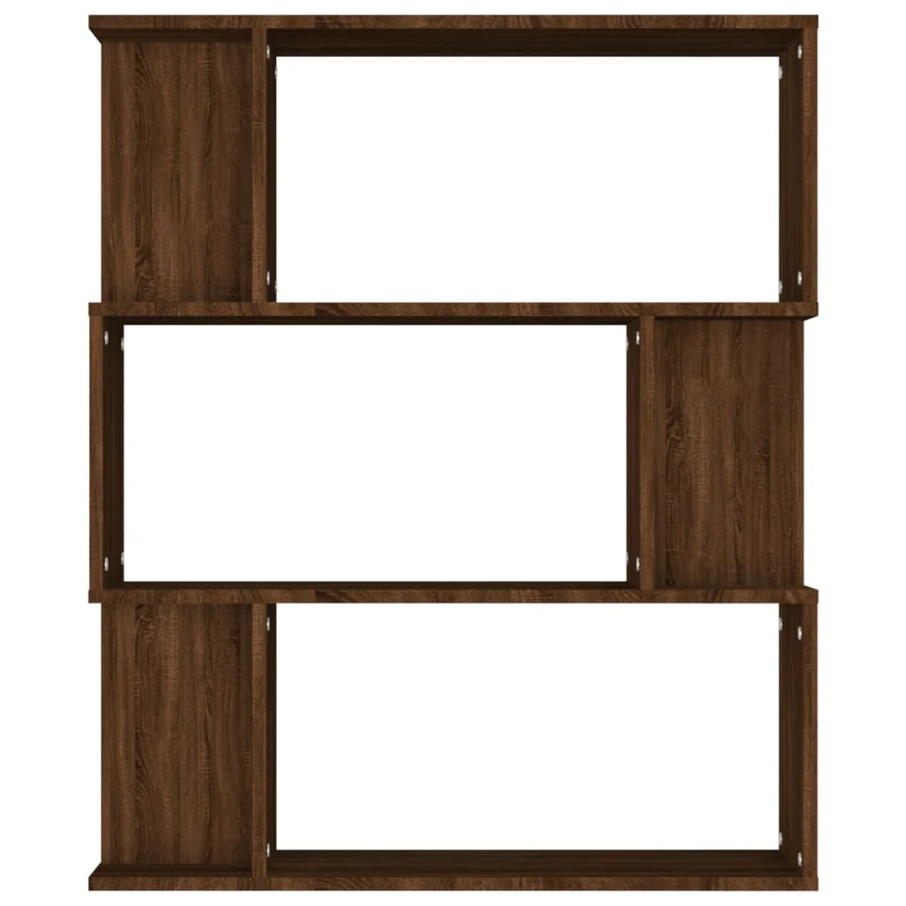 bogreol/rumdeler 80x24x96 cm konstrueret træ brun eg - Image 5