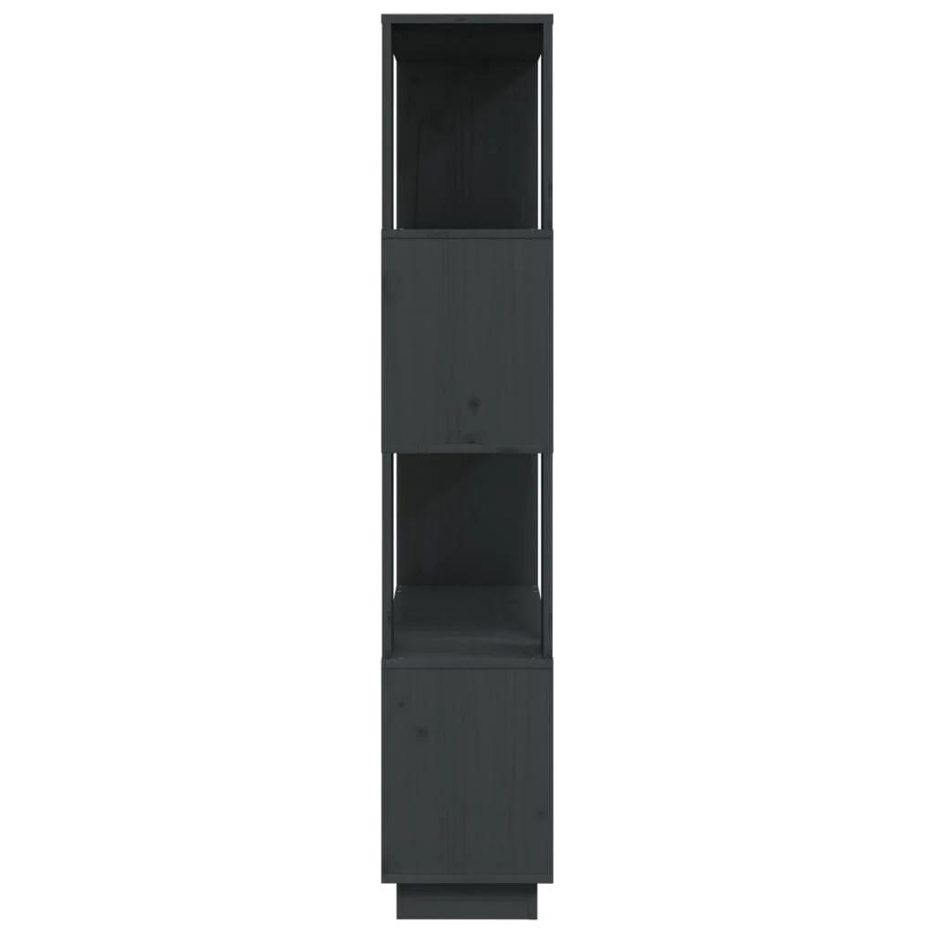 bogreol/rumdeler 80x25x132 cm massivt fyrretræ grå - Image 6