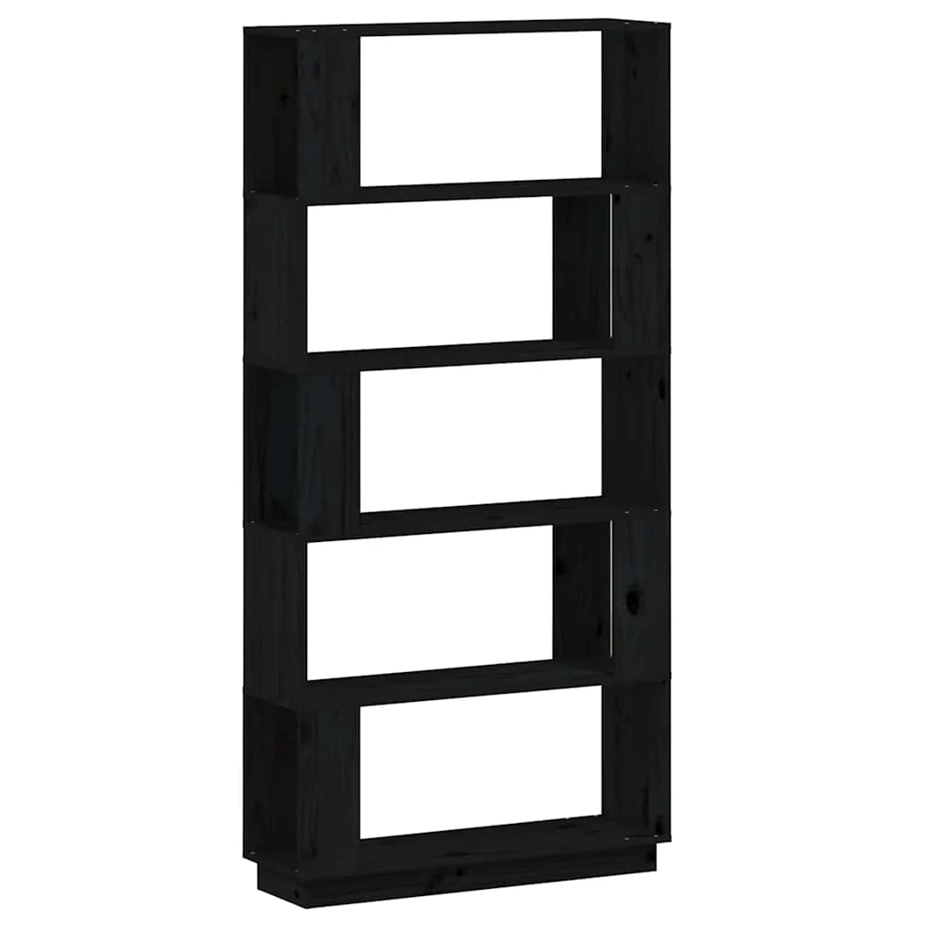 bogreol/rumdeler 80x25x163,5 cm massivt fyrretræ sort - Image 2