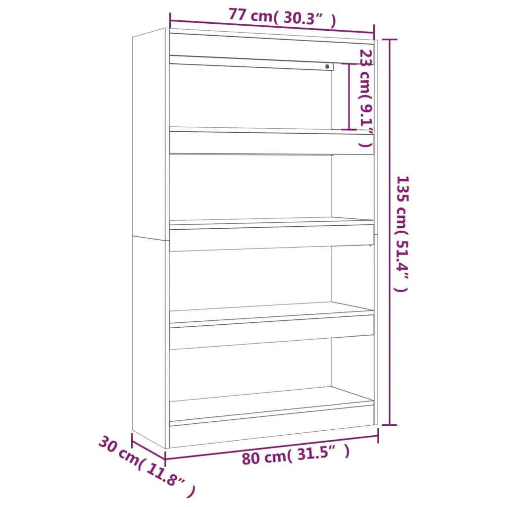 bogreol/rumdeler 80x30x135 cm konstrueret træ røget egetræ - Image 7