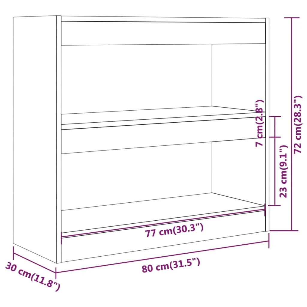 bogreol/rumdeler 80x30x72 cm sonoma-eg - Image 7
