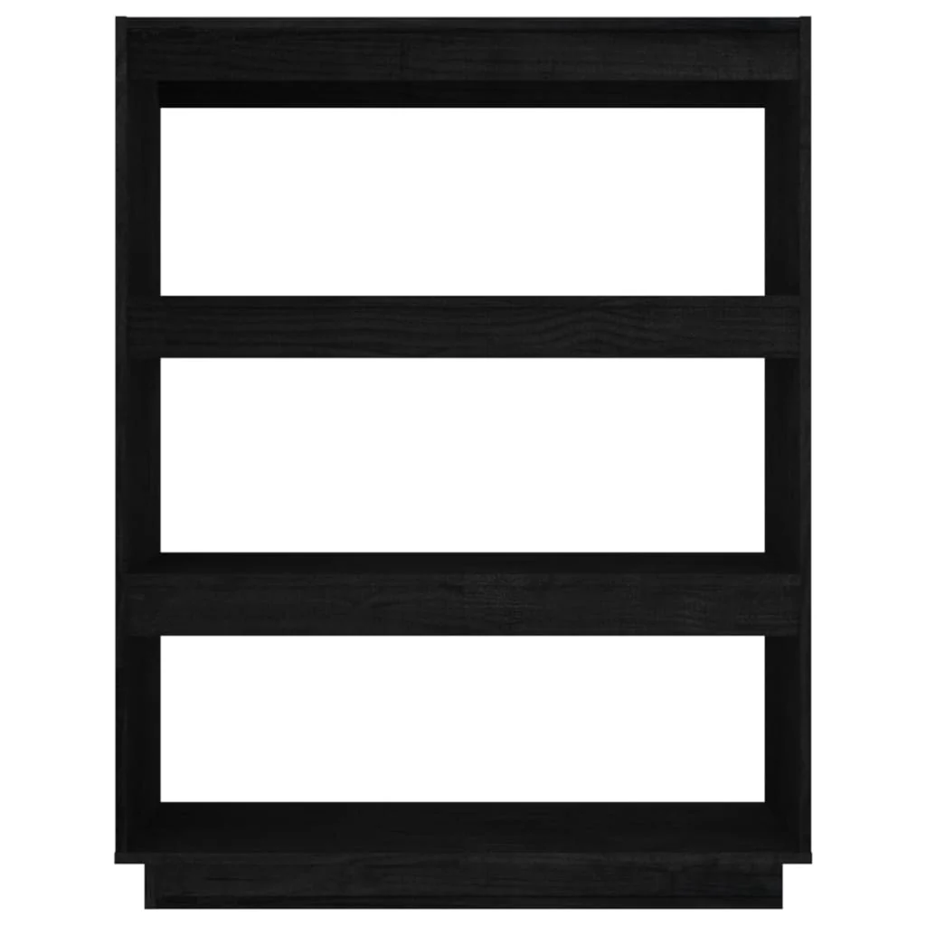 bogreol/rumdeler 80x35x103 cm massivt fyrretræ sort - Image 5