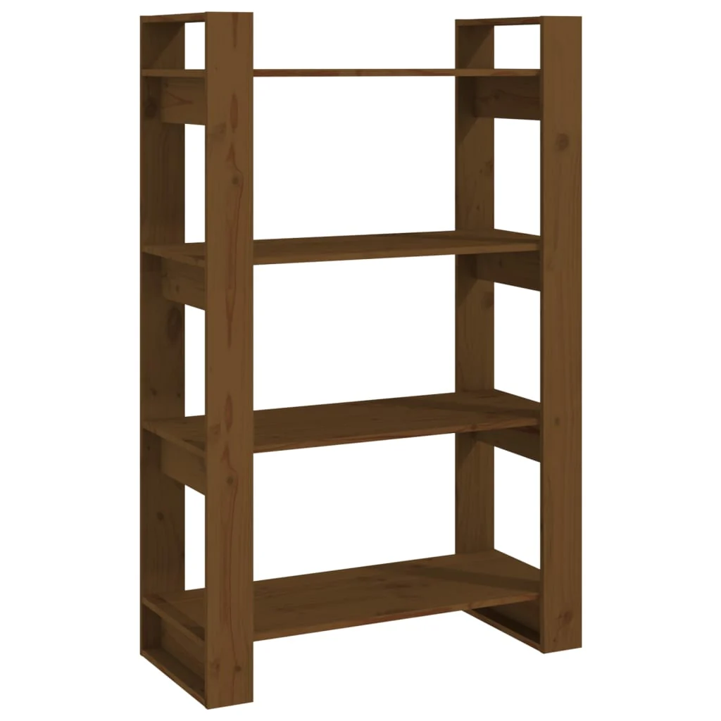 bogreol/rumdeler 80x35x125 cm massivt fyrretræ gyldenbrun - Image 2