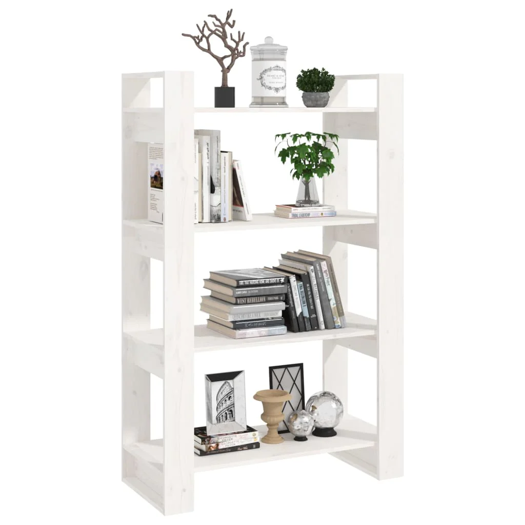 bogreol/rumdeler 80x35x125 cm massivt fyrretræ hvid - Image 4