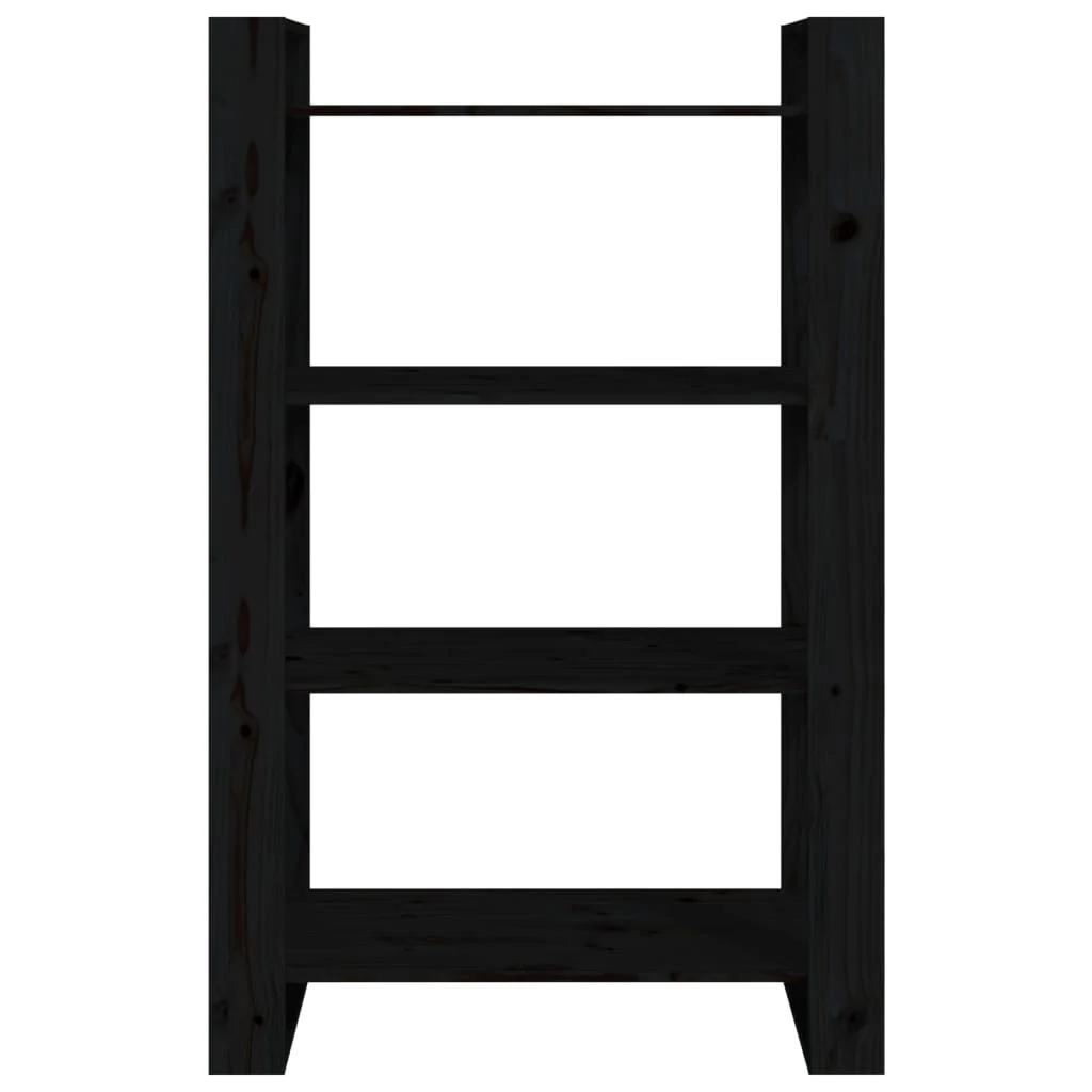 bogreol/rumdeler 80x35x125 cm massivt fyrretræ sort - Image 5