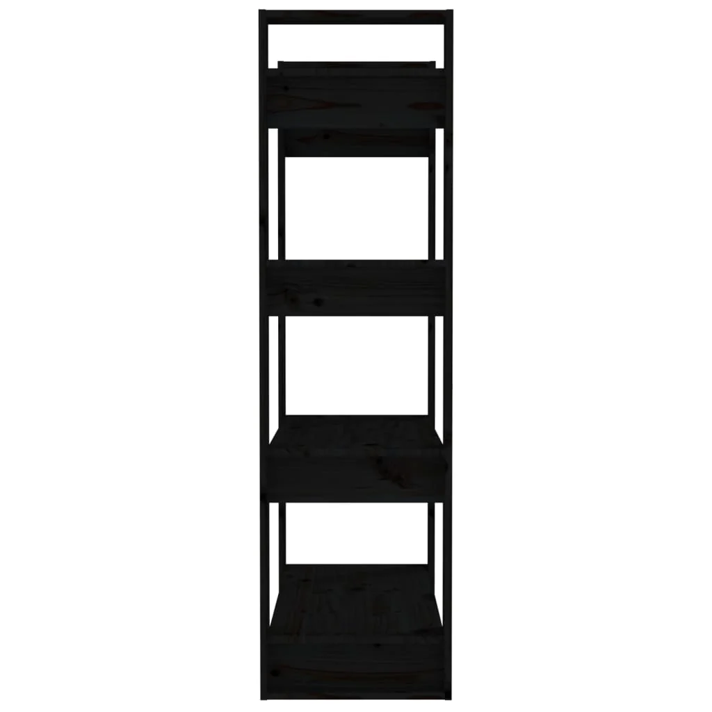 bogreol/rumdeler 80x35x125 cm massivt fyrretræ sort - Image 6