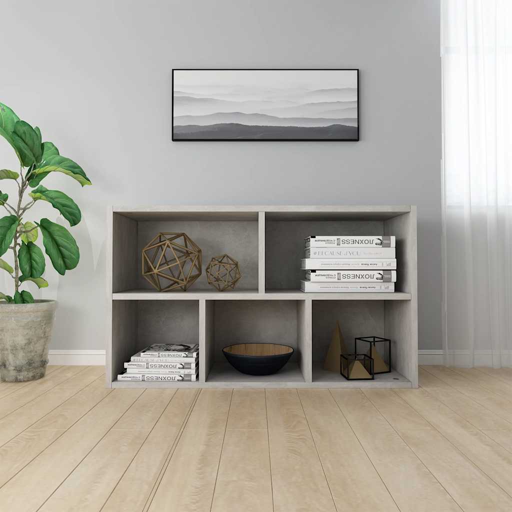 bogreol/skænk 50x25x80 cm konstrueret træ Betongrå - Image 6
