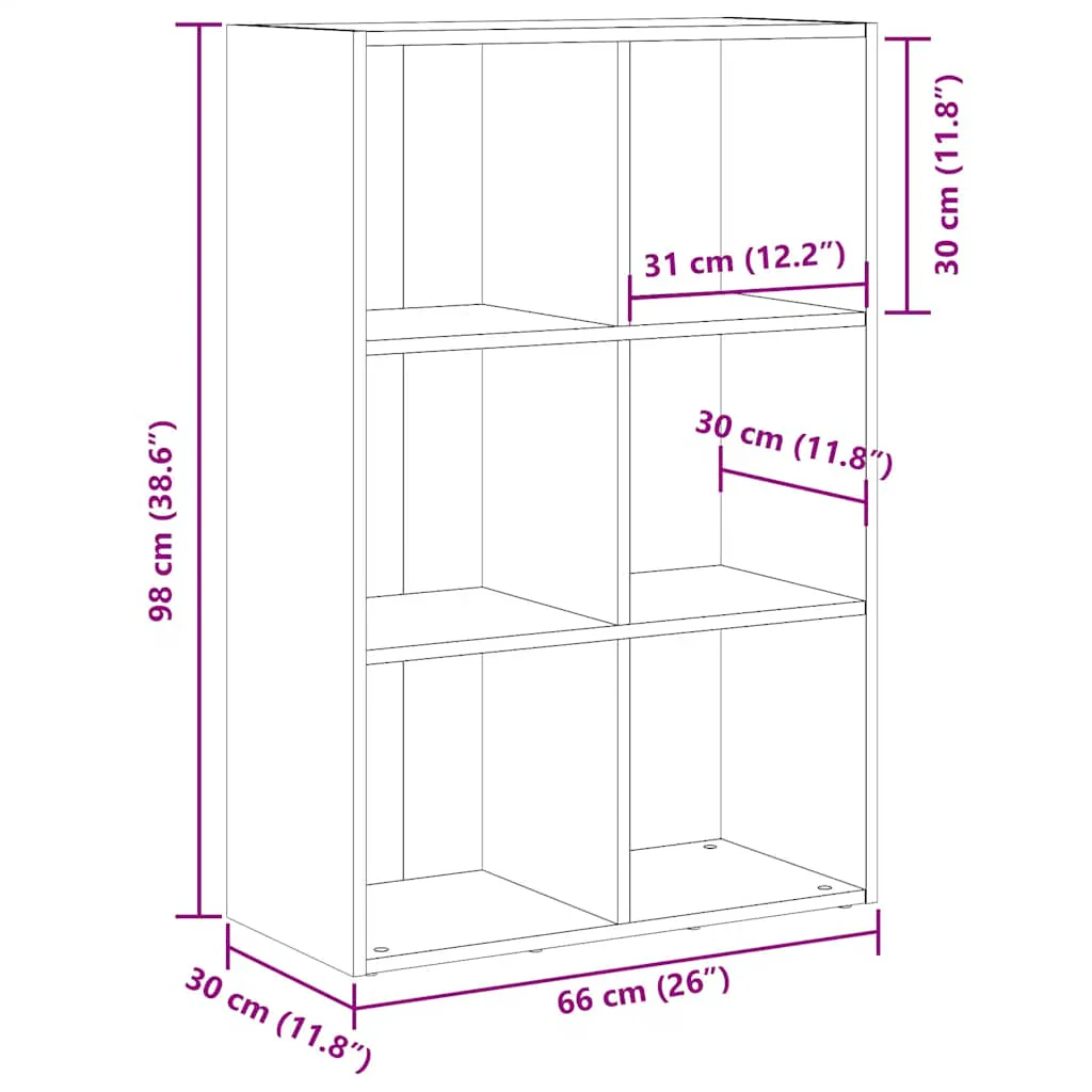 bogreol/skænk 66x30x98 cm konstrueret træ antikt træ - Image 10