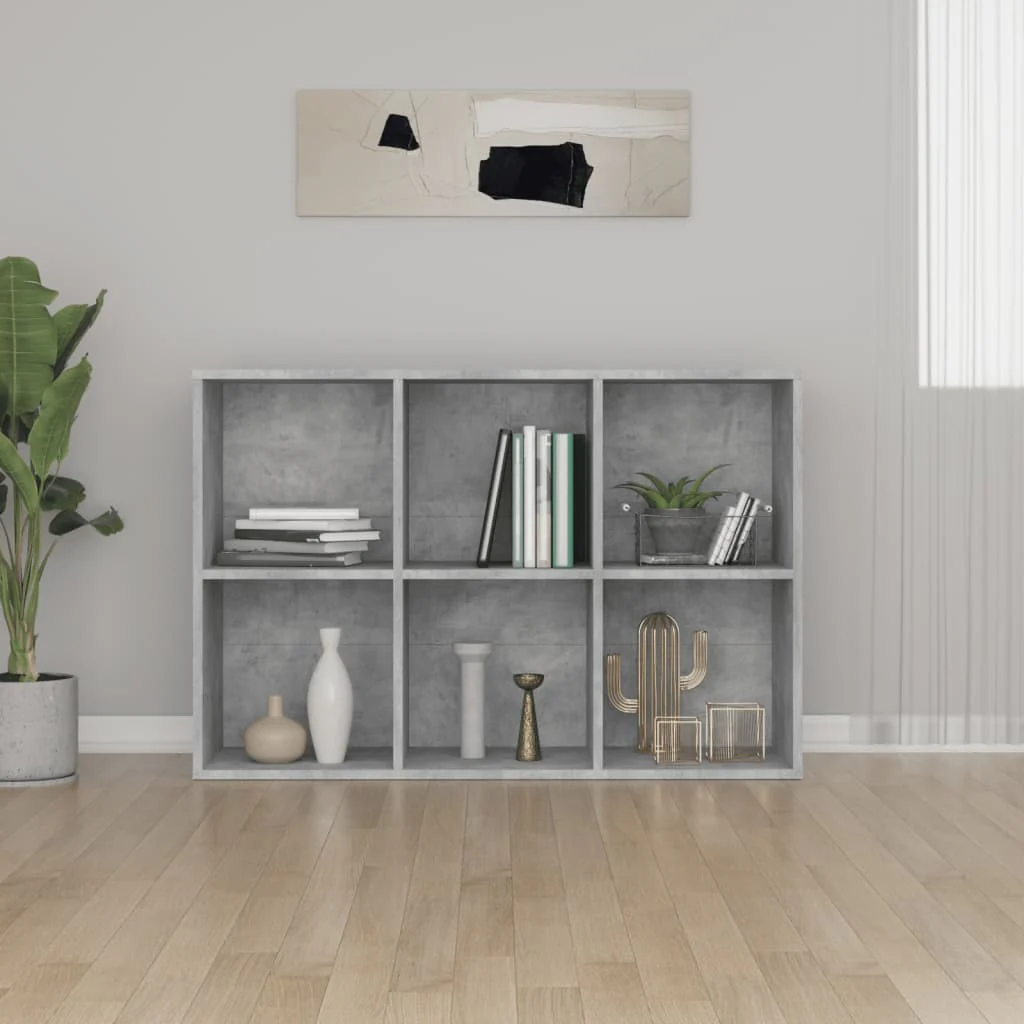 bogreol/skænk 66x30x98 cm konstrueret træ betongrå - Image 4
