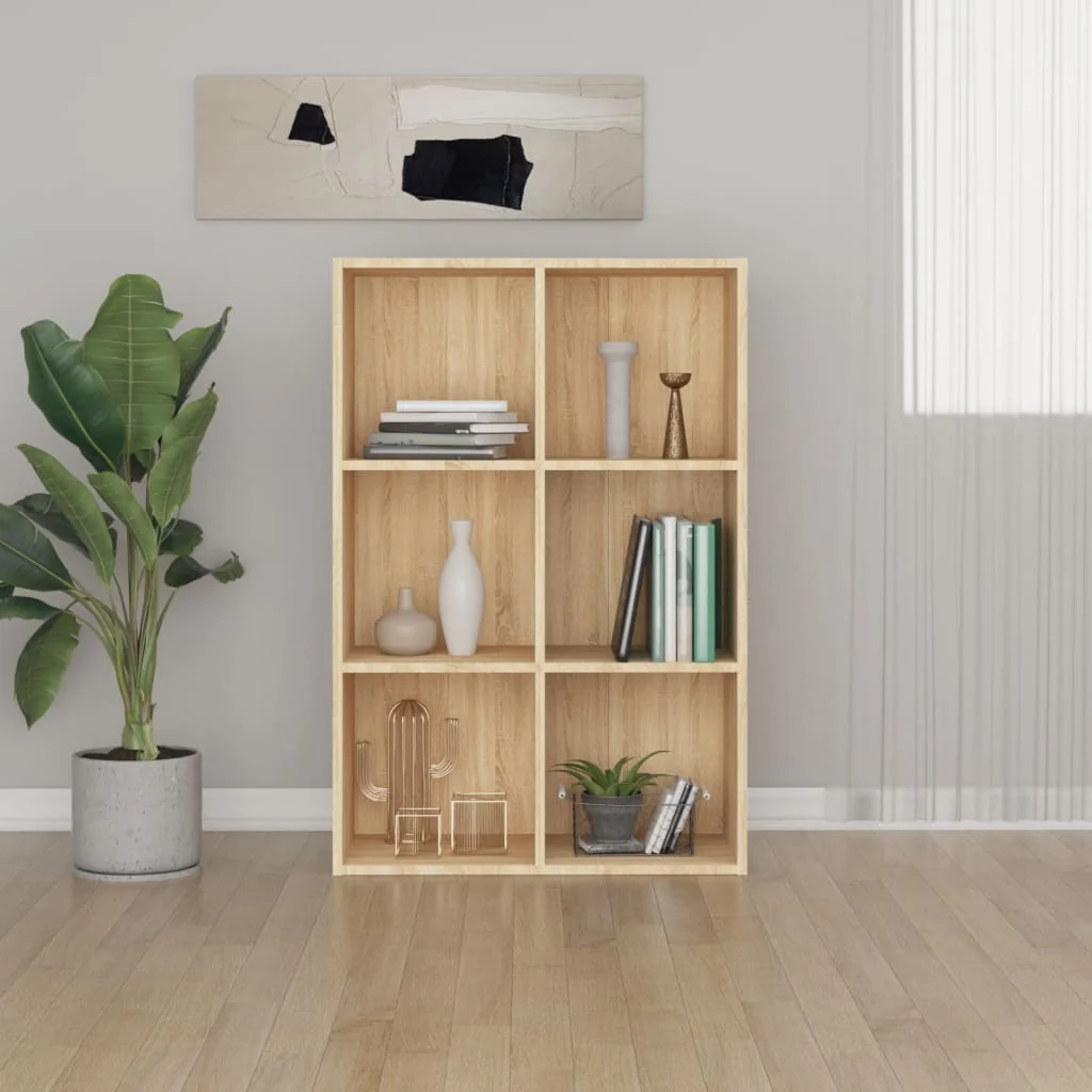 bogreol/skænk 66x30x98 cm konstrueret træ sonoma-eg