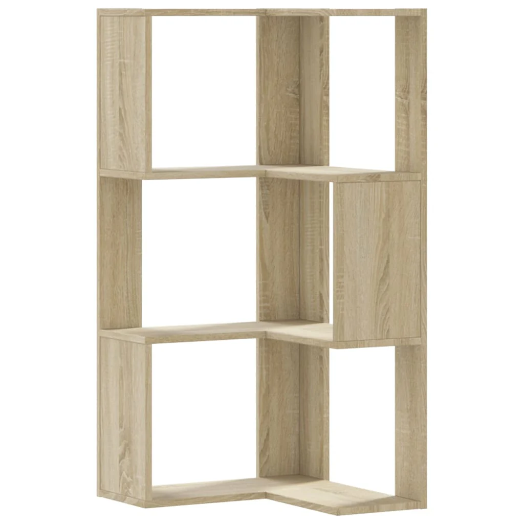 bogreol til hjørne 50x50x102 cm 3 hylder konstrueret træ - Image 2