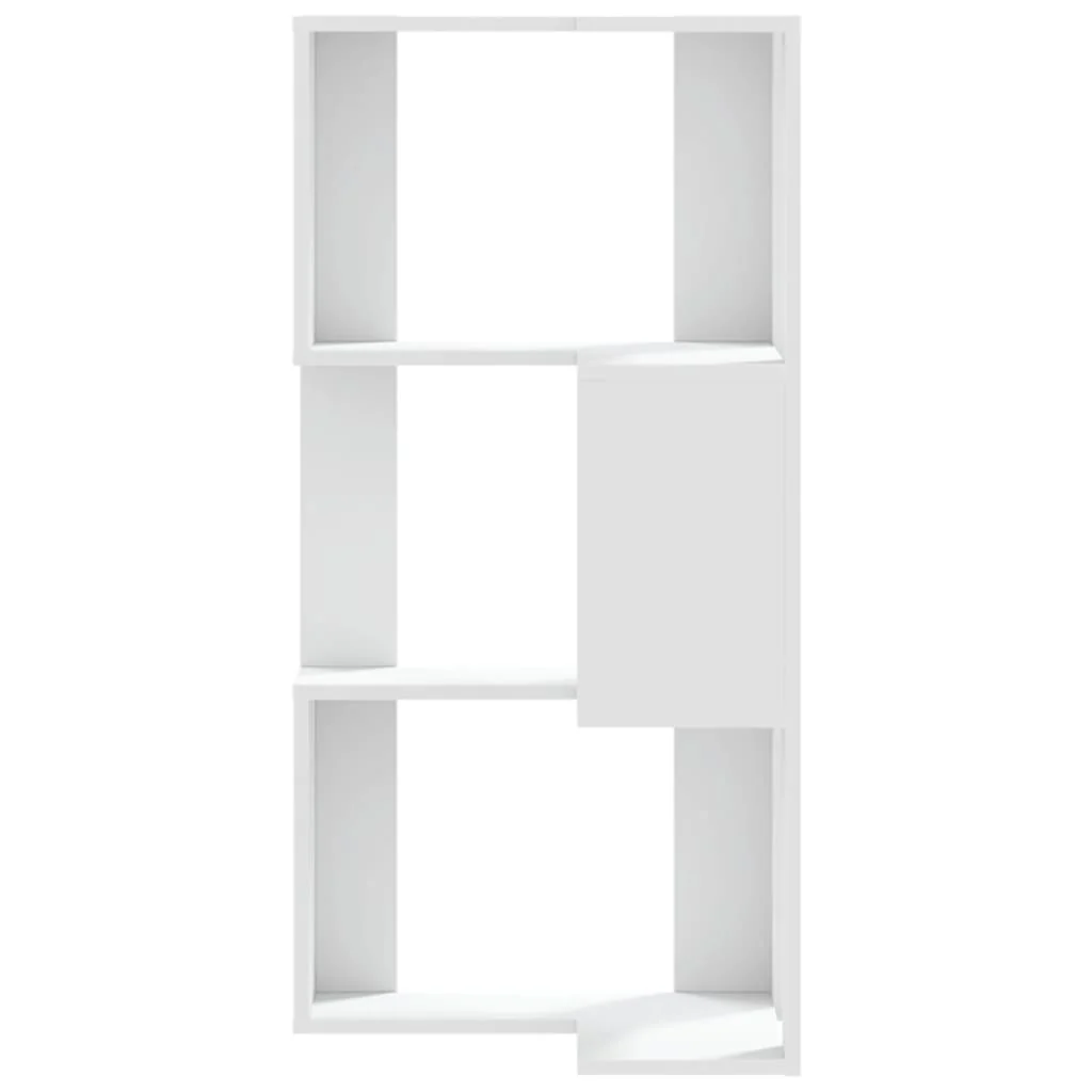 bogreol til hjørne 50x50x102 cm 3 hylder konstrueret træ hvid - Image 4