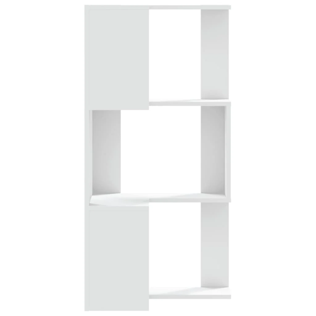 bogreol til hjørne 50x50x102 cm 3 hylder konstrueret træ hvid - Image 5