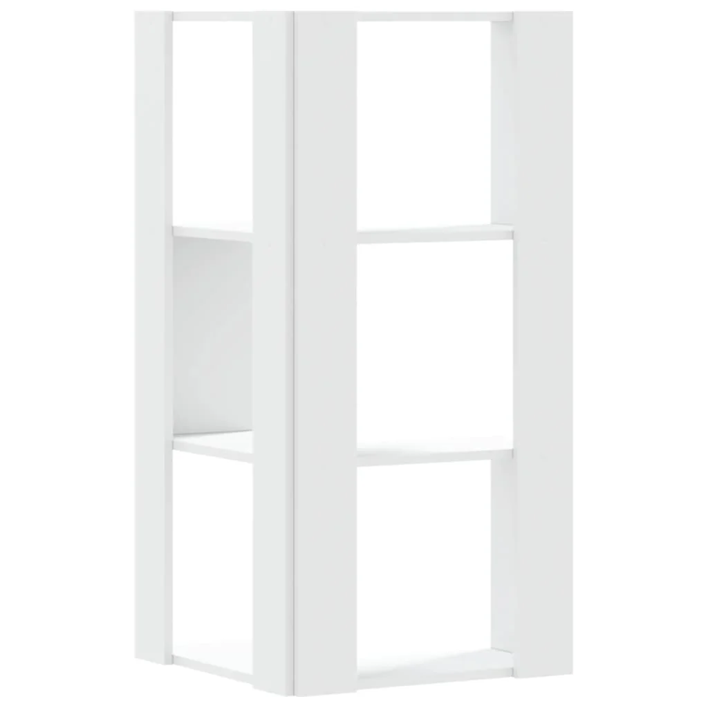 bogreol til hjørne 50x50x102 cm 3 hylder konstrueret træ hvid - Image 6