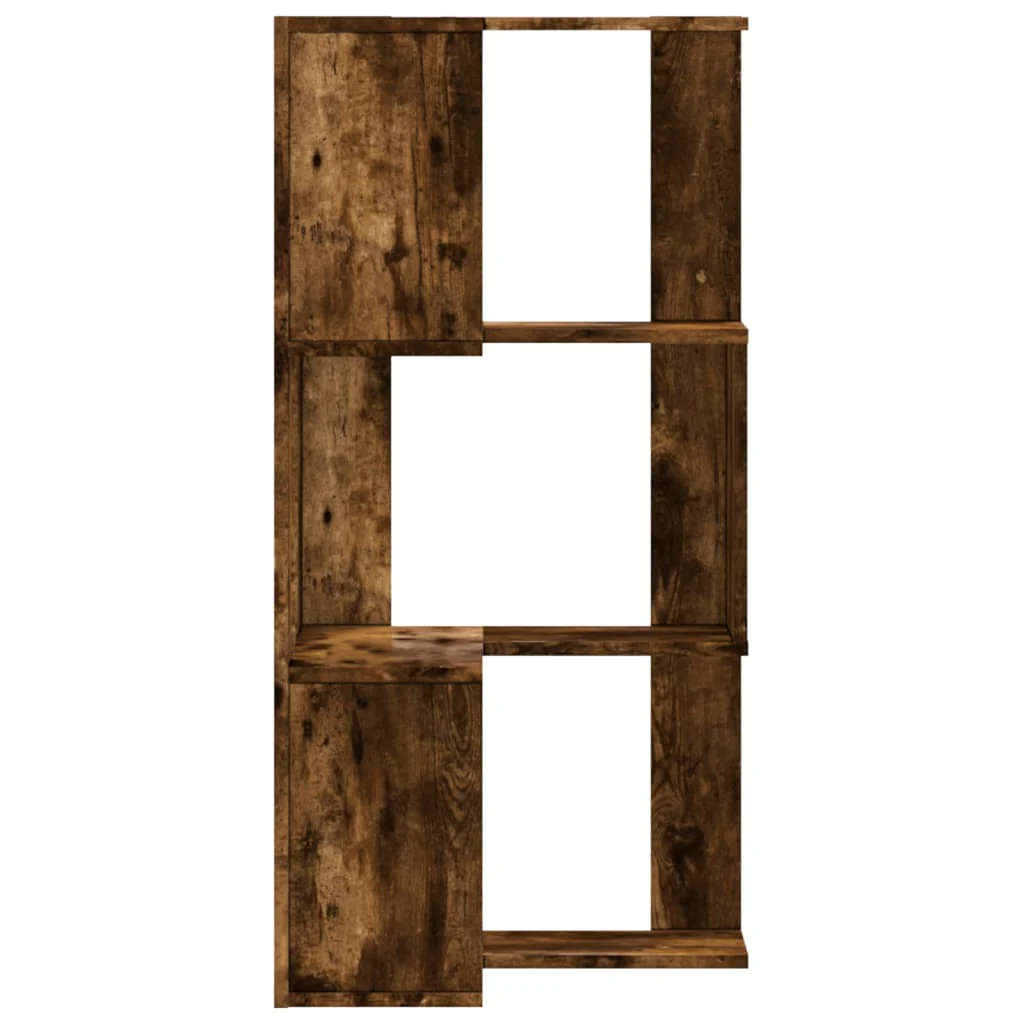 bogreol til hjørne 50x50x102cm 3hylder konstrueret træ røget eg - Image 5