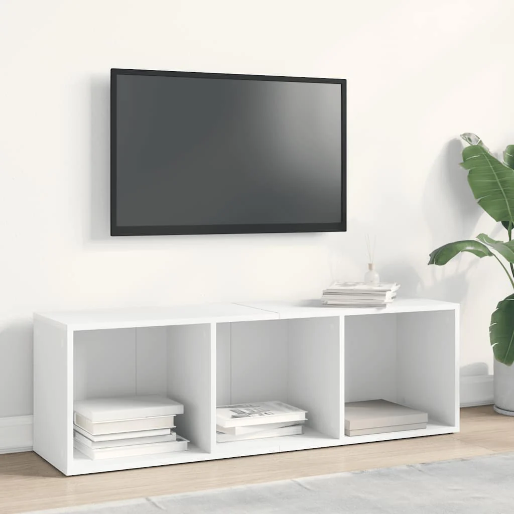 bogreol/tv-bord 36x30x114 cm konstrueret træ hvid - Image 6