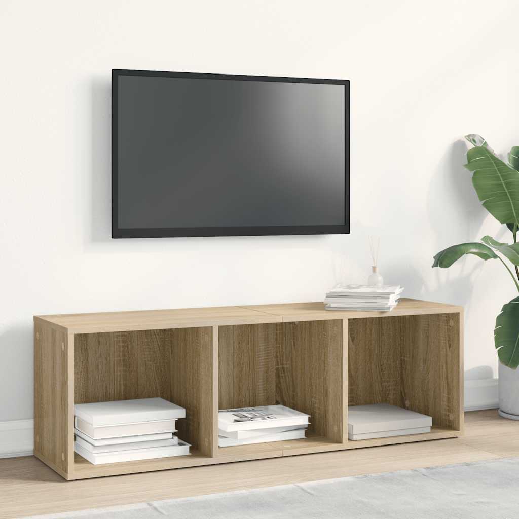 bogreol/tv-bord 36x30x114 cm konstrueret træ Sonoma-eg - Image 3