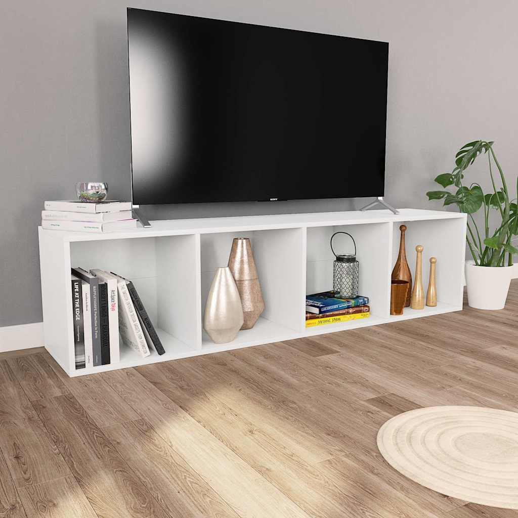bogreol/tv-bord 36x30x143 cm konstrueret træ hvid - Image 6