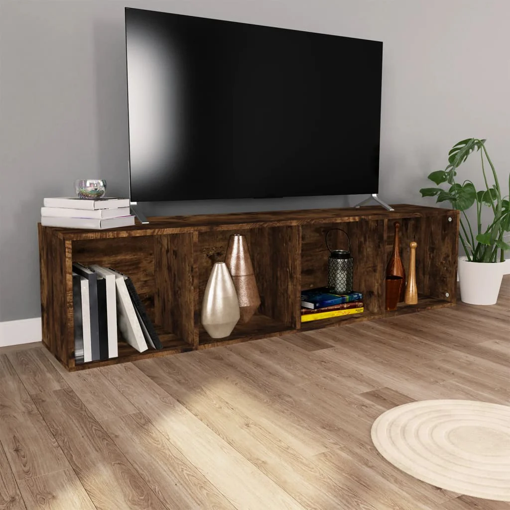 bogreol/tv-skab 36x30x143 cm konstrueret træ røget egetræsfarve - Image 3