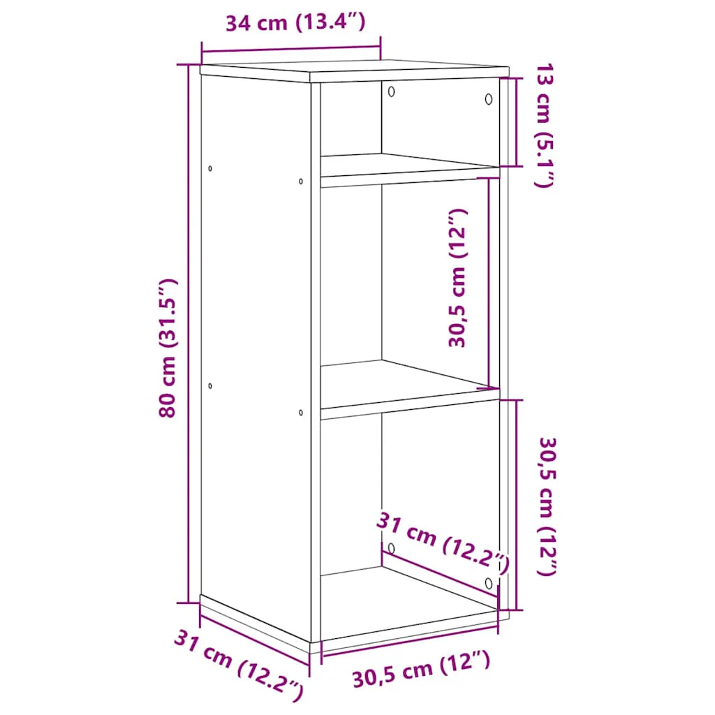 bogskab 34x31x80 cm konstrueret træ kunsteg - Image 8