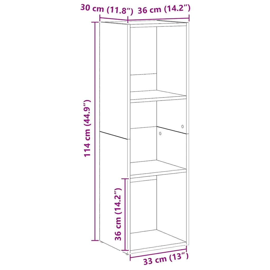 bogskab 36x30x114 cm konstrueret træ kunsteg - Image 10