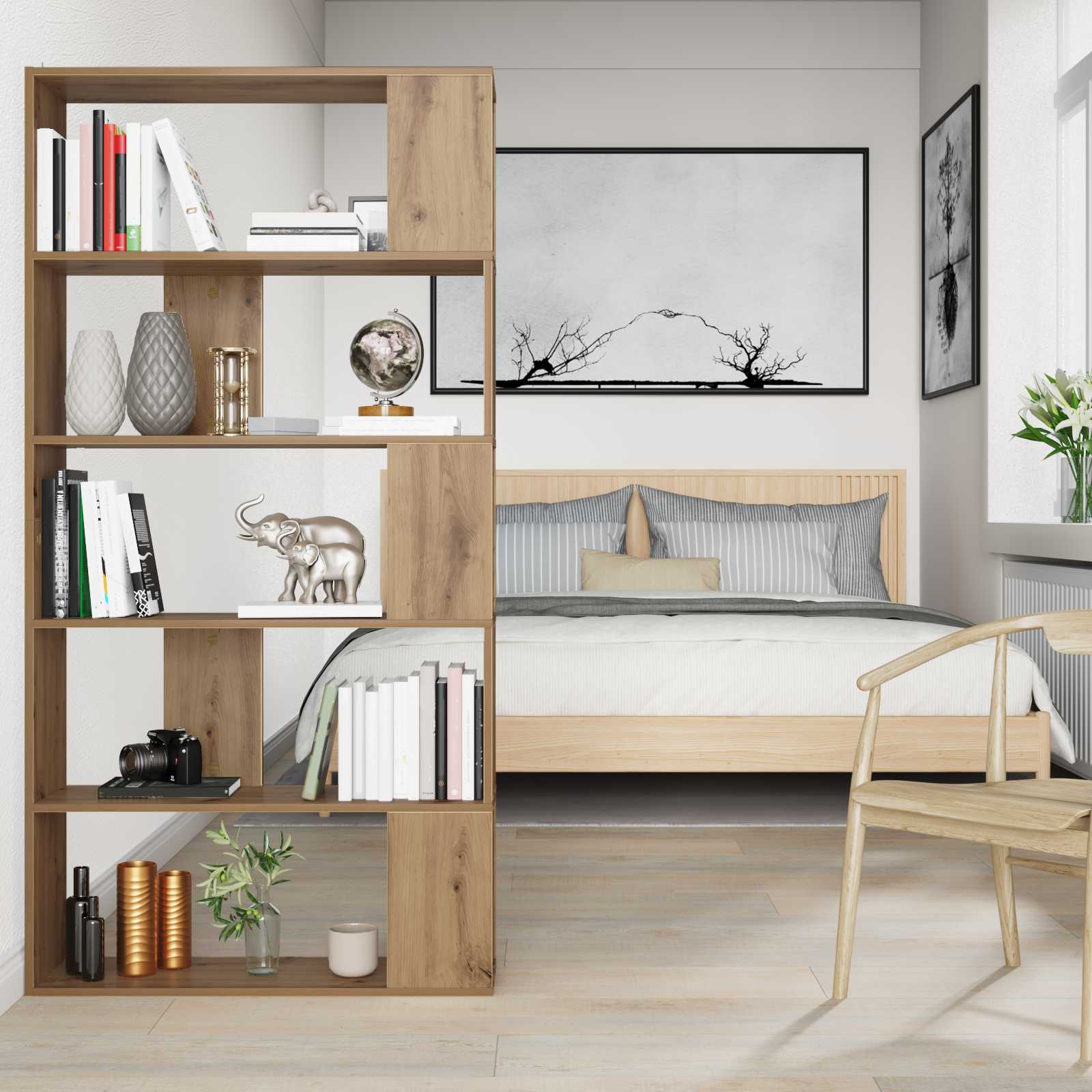 Bogskab Artisan Egetræ 80 x 24 x 159 cm Konstrueret træ - Image 4