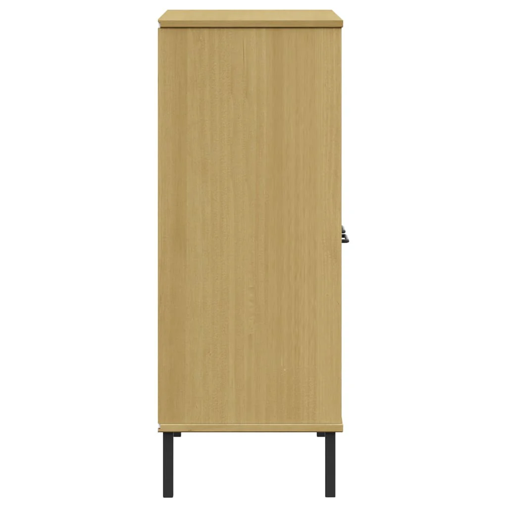 bogskab med metalben OSLO 90x35x90,5 cm massivt træ brun - Image 6