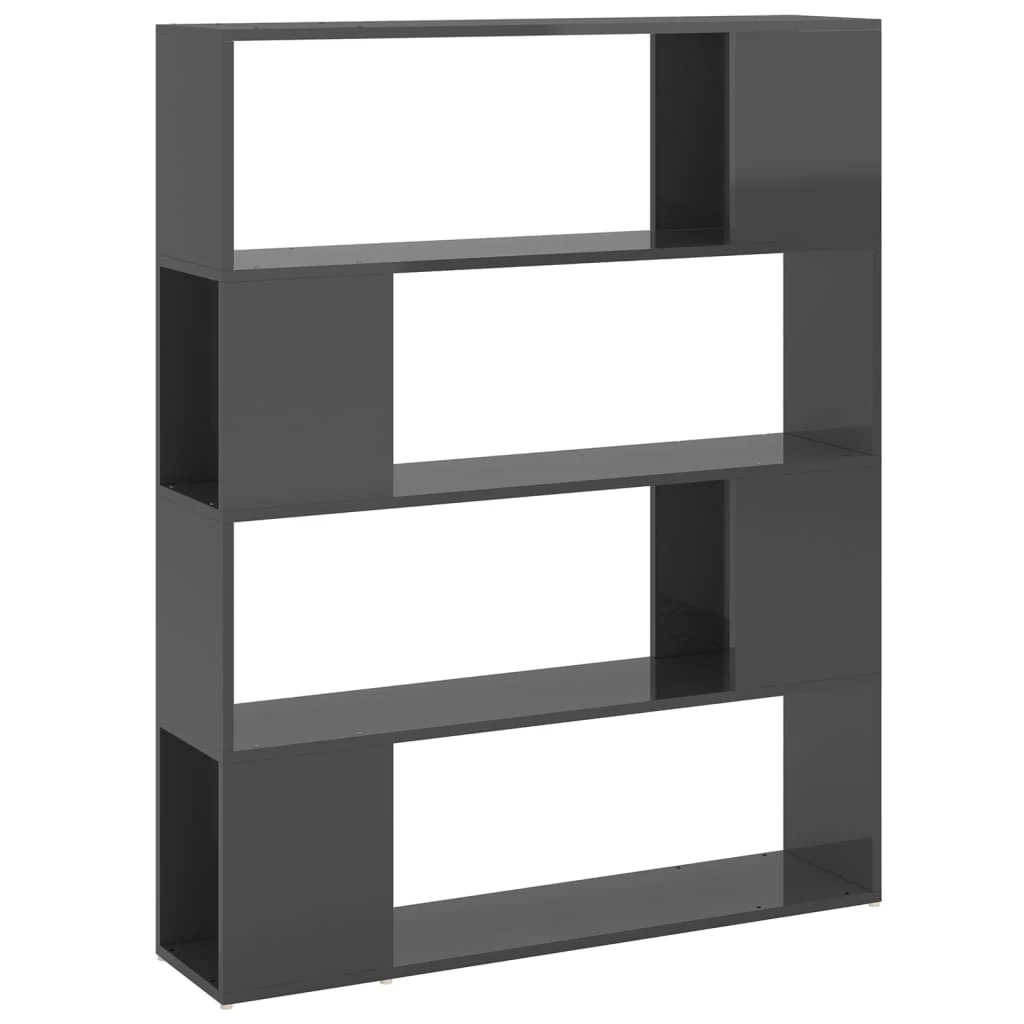 bogskab/rumdeler 100x24x124 cm konstrueret træ grå højglans - Image 2