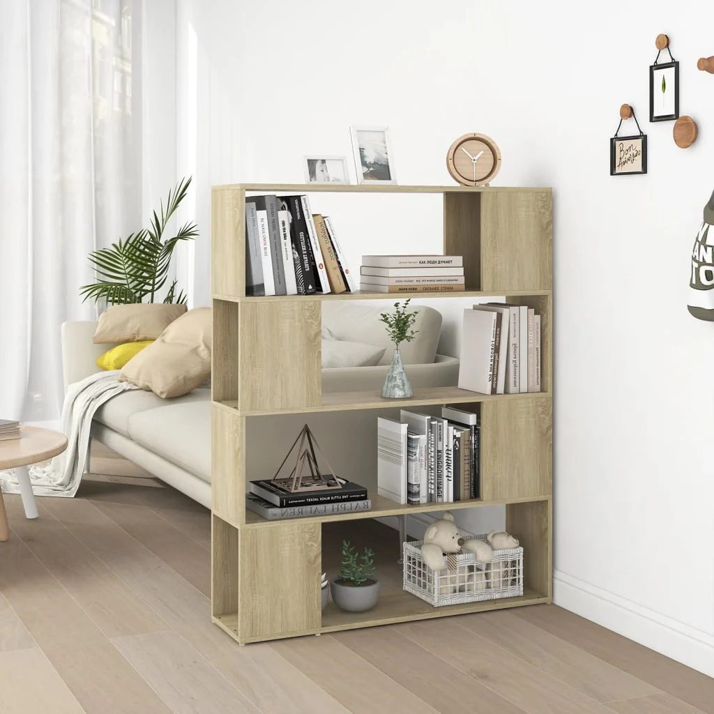 bogskab/rumdeler 100x24x124 cm konstrueret træ sonoma-eg