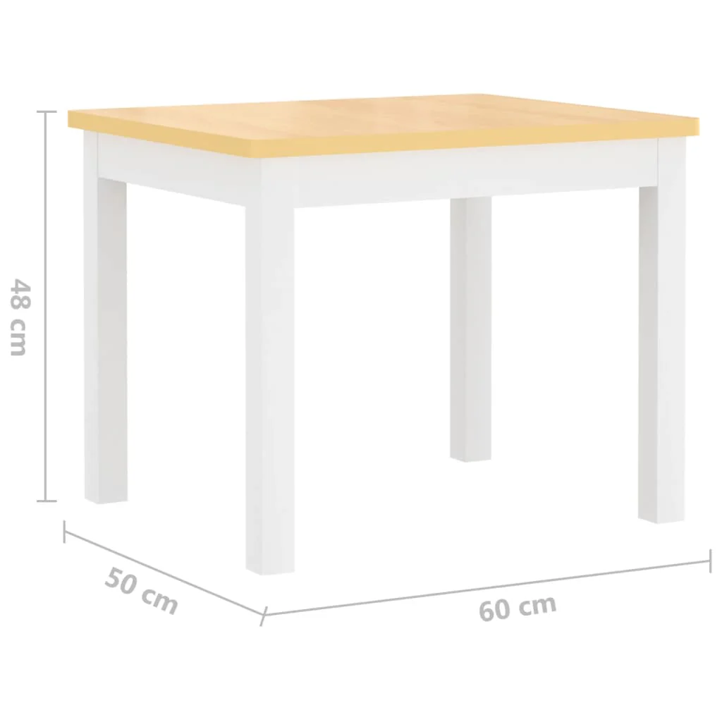 bord- og stolesæt til børn 3 dele MDF hvid og beige - Image 8