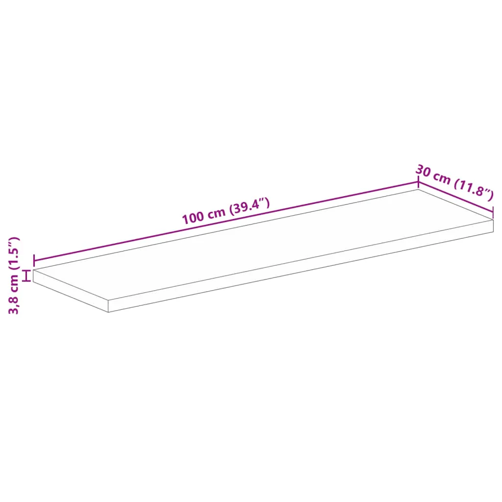 bordplade 100x30x3,8 cm rektangulær massivt genbrugstræ - Image 8