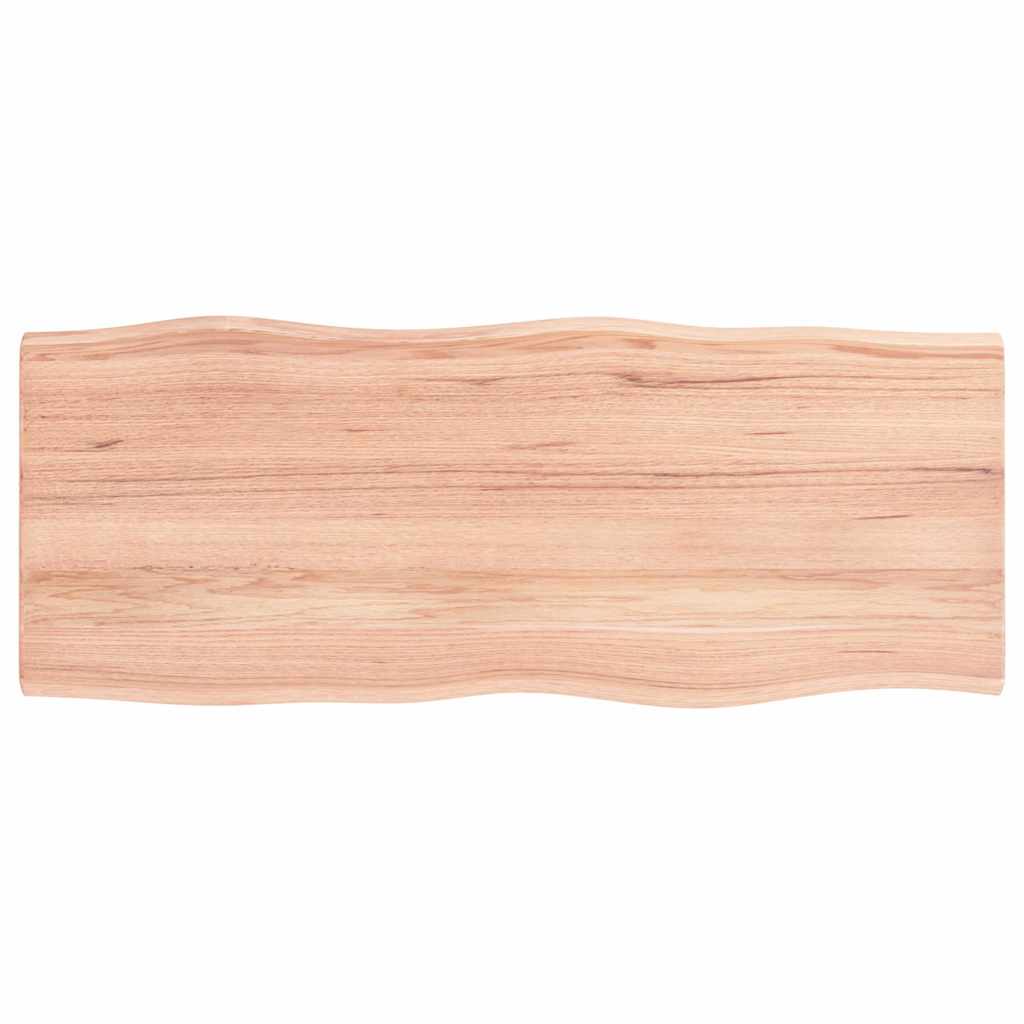 bordplade 100x40x2 cm naturlig kant behandlet egetræ lysebrun - Image 2