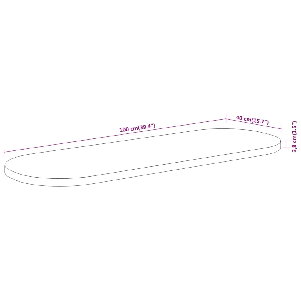 bordplade 100x40x3,8 cm oval massivt akacietræ - Image 8