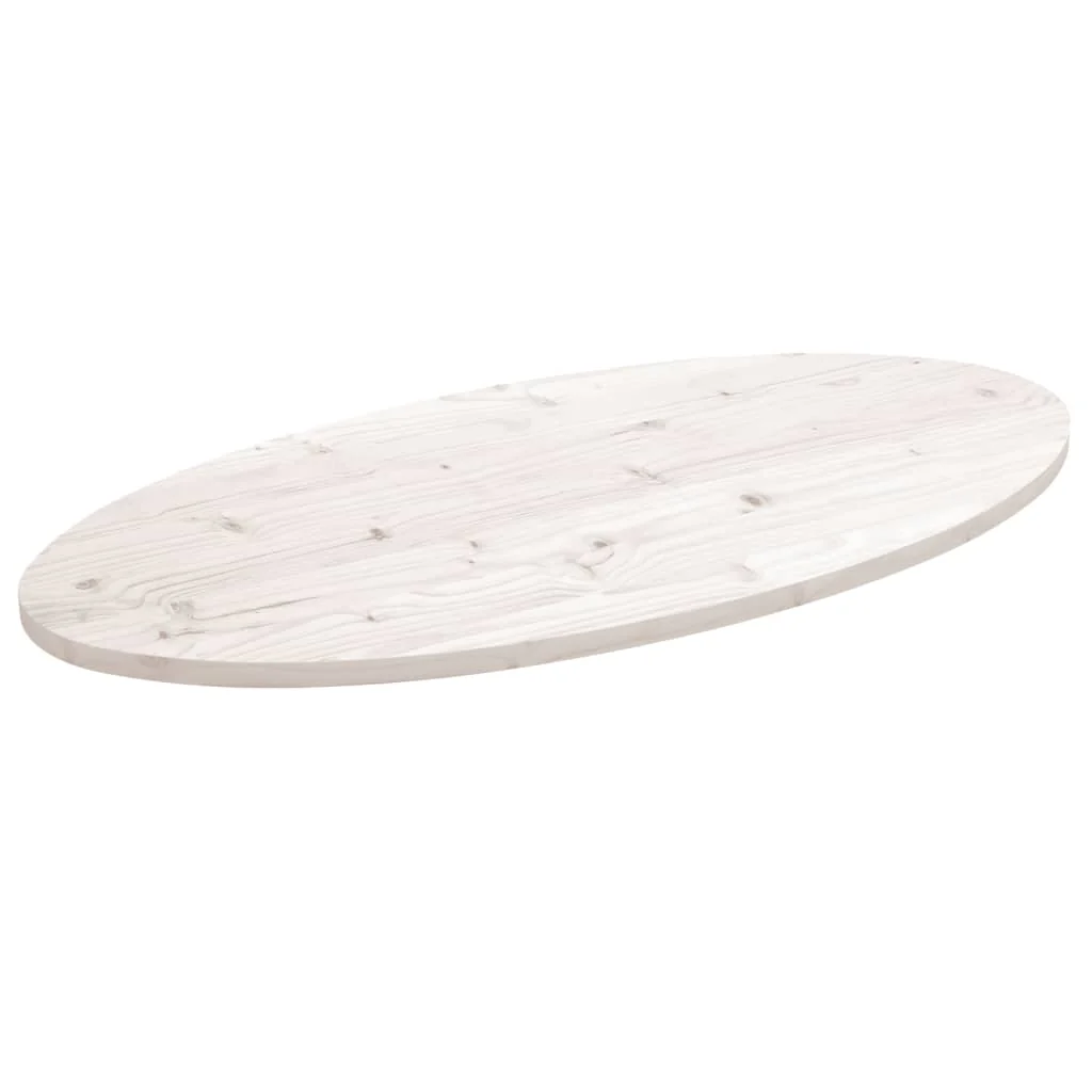 bordplade 100x50x2,5 cm oval massivt fyrretræ hvid