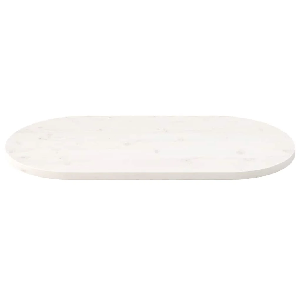 bordplade 100x50x2,5 cm oval massivt fyrretræ hvid - Image 3