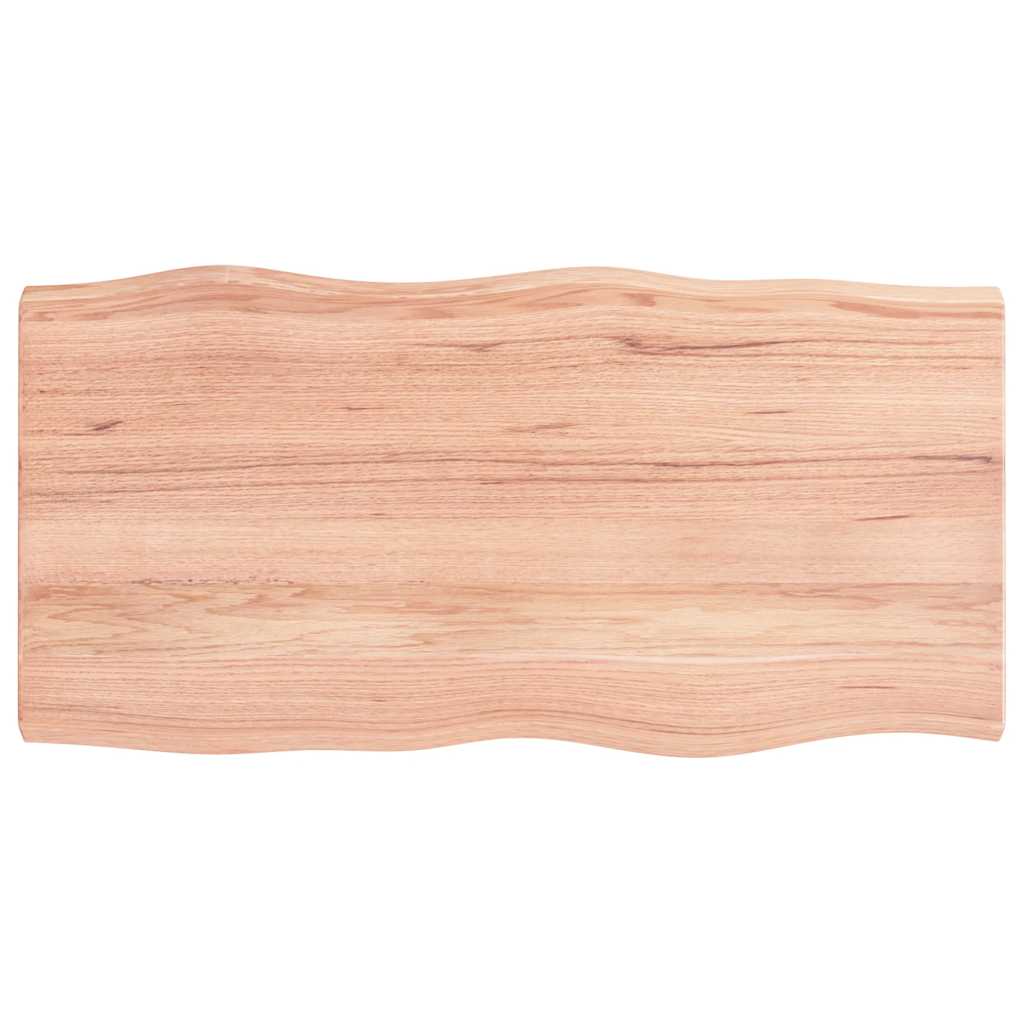 bordplade 100x50x(2-6) cm naturlig kant behandlet træ lysebrun - Image 2
