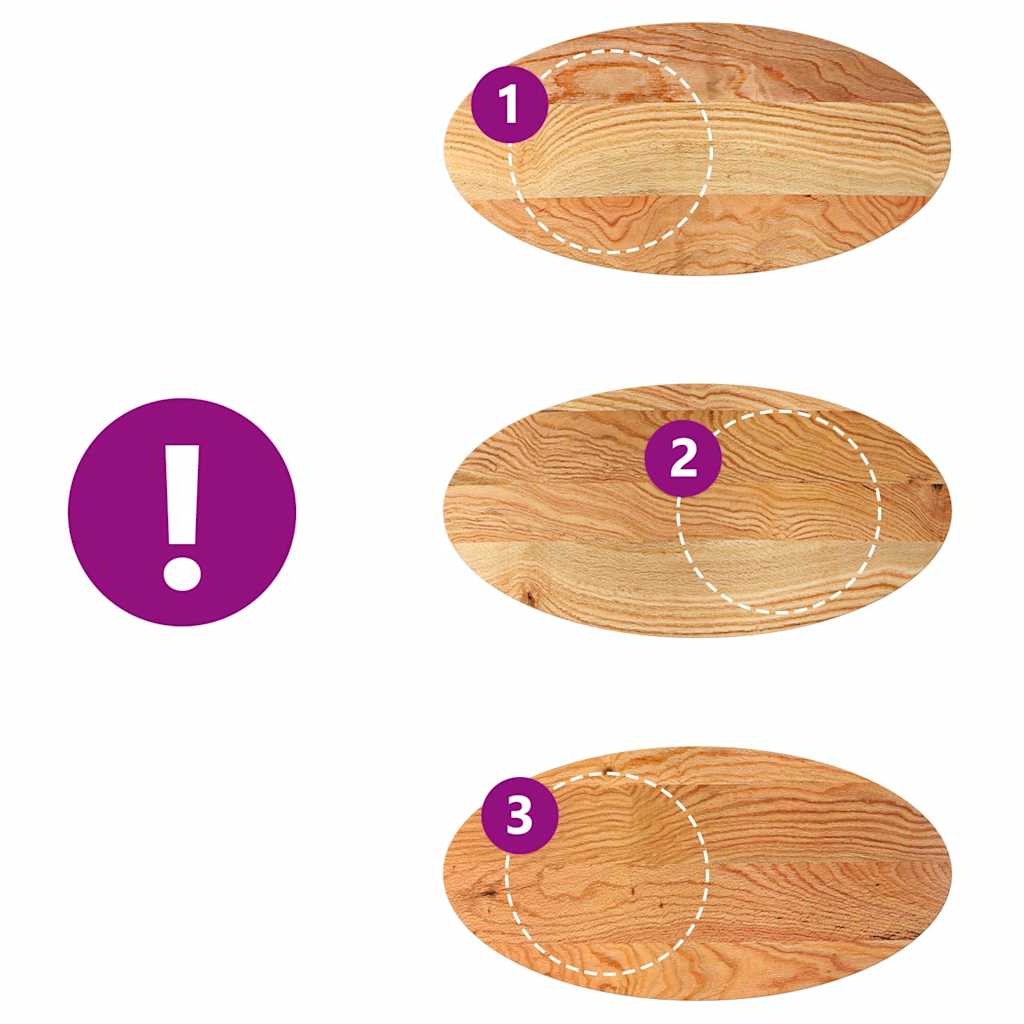 bordplade 100x50x2 cm massivt egetræ oval lysebrun - Image 7