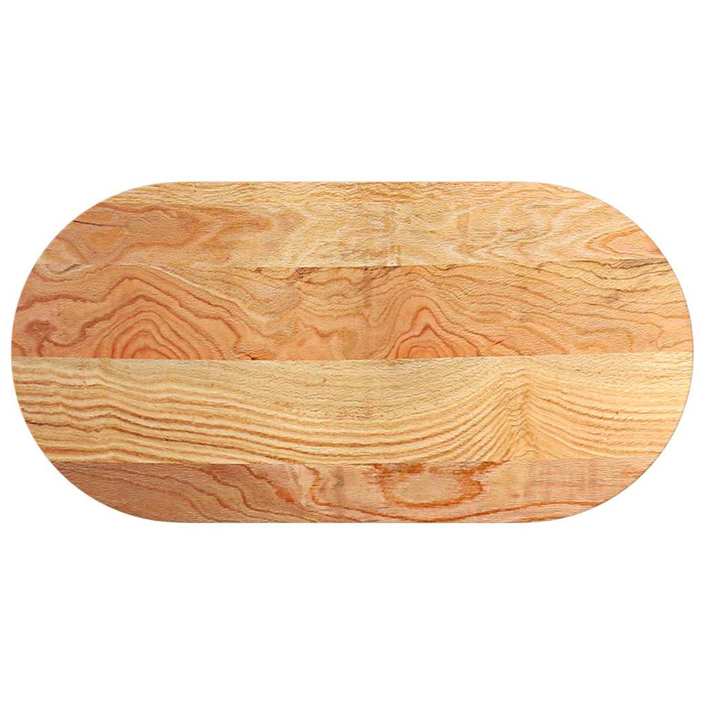 bordplade 100x50x2 cm massivt egetræ oval lysebrun - Image 2