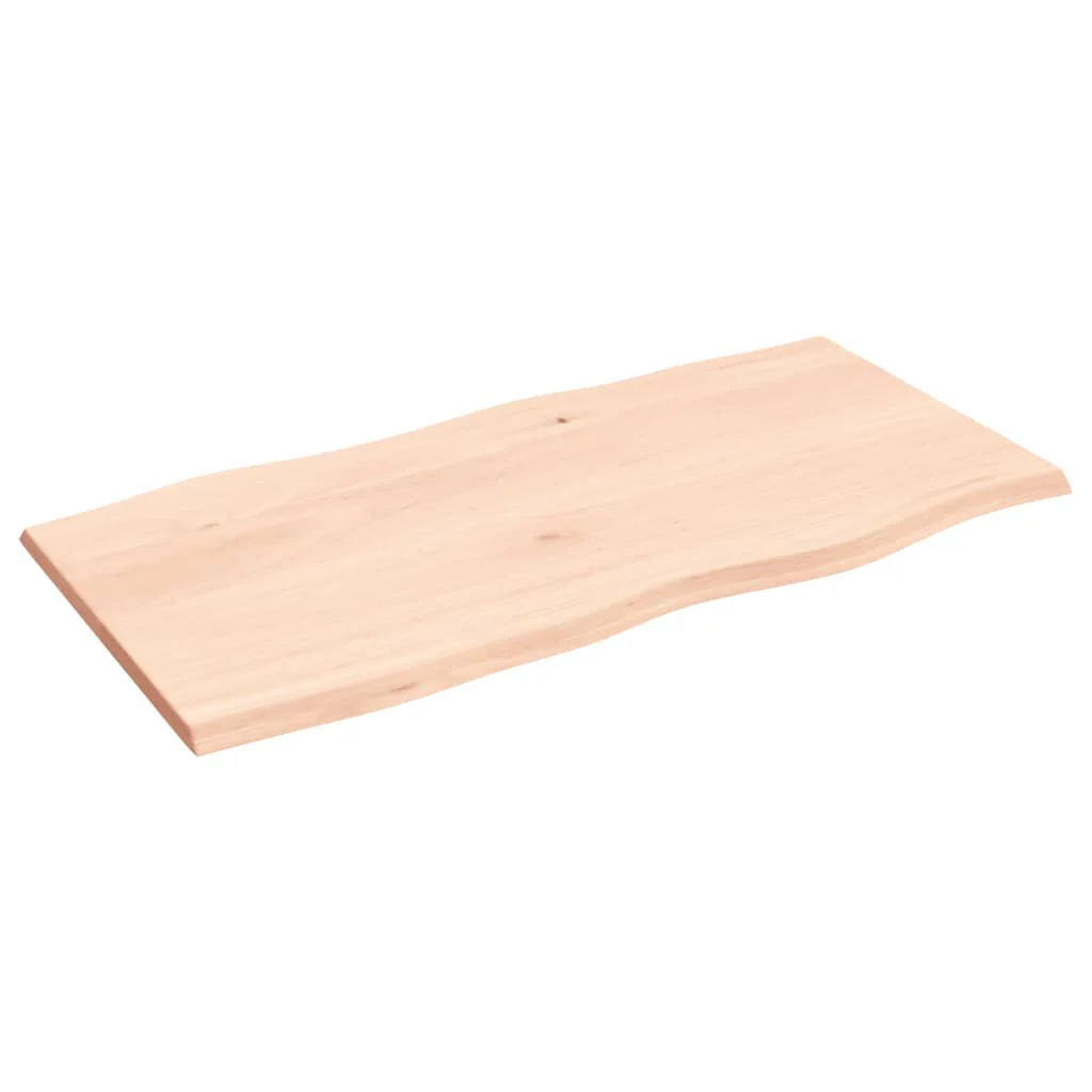bordplade 100x50x2 cm naturlig kant ubehandlet massivt egetræ - Image 4