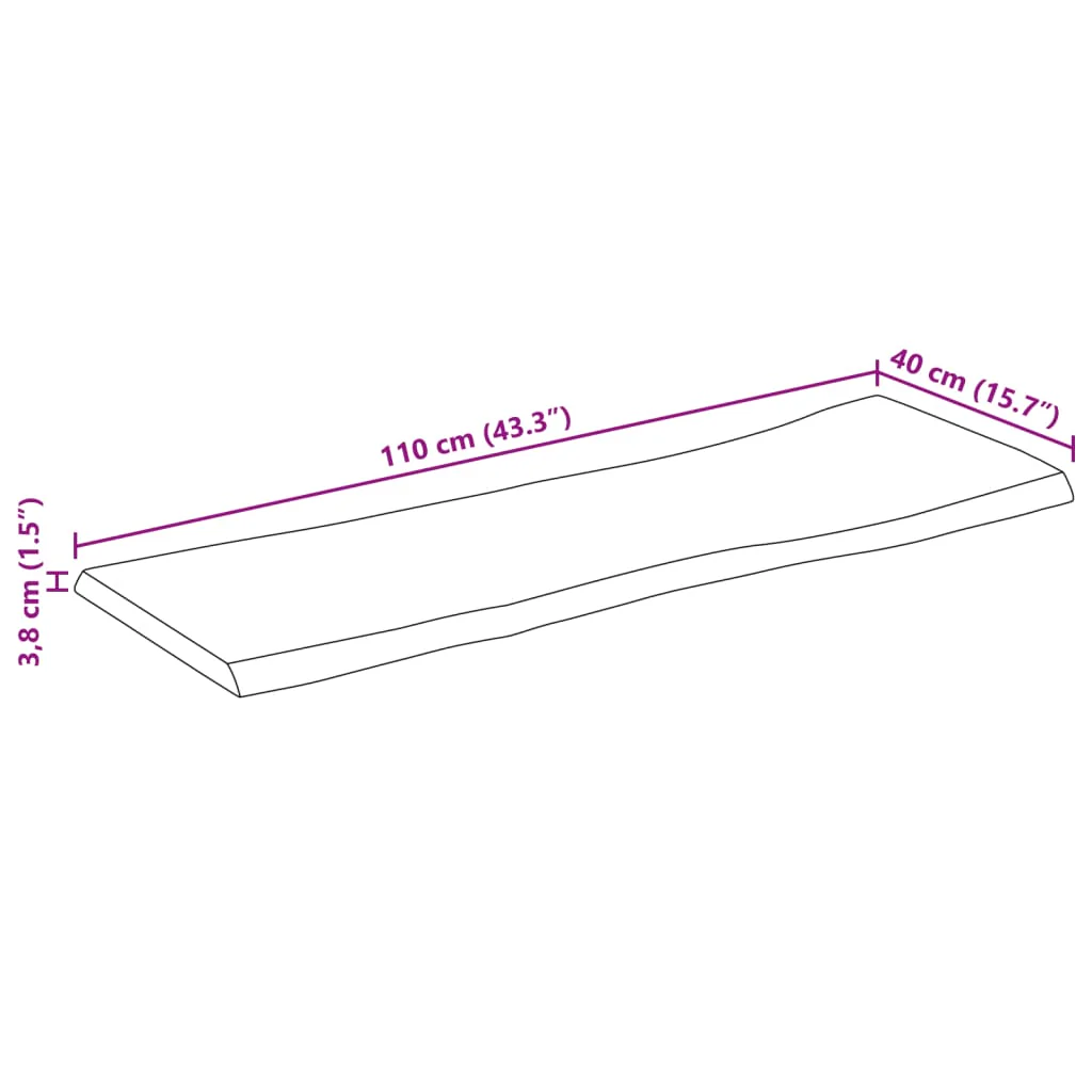 bordplade 110x40x3,8 cm naturlig kant massivt ru mangotræ - Image 8