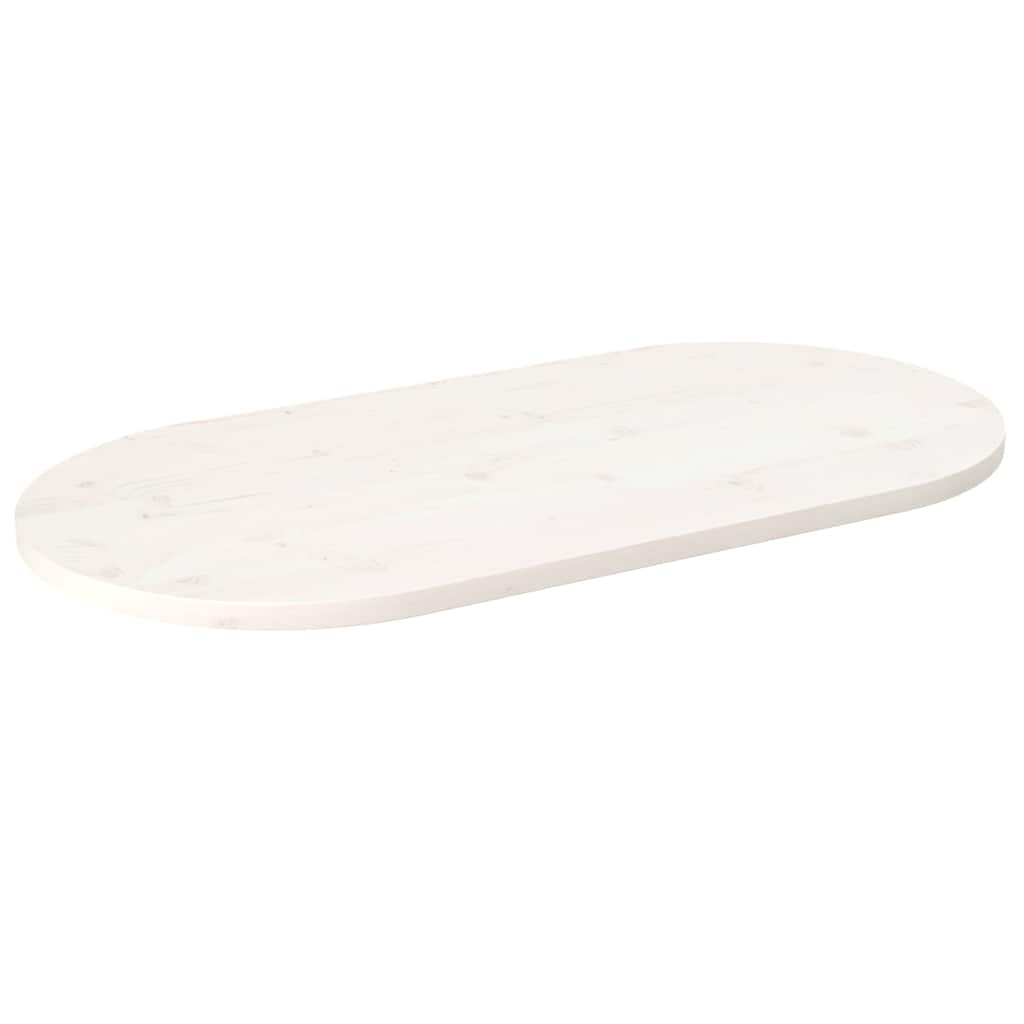 bordplade 110x50x2,5 cm oval massivt fyrretræ hvid