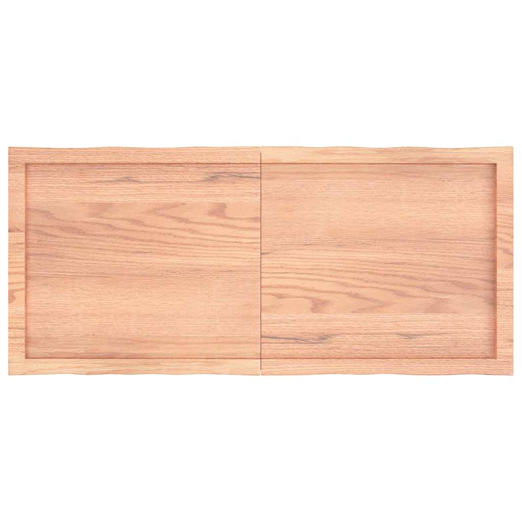 bordplade 120x50x(2-6) cm naturlig kant behandlet træ lysebrun - Image 3